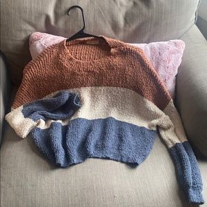 Debut Cropped Stripe Block Sweater